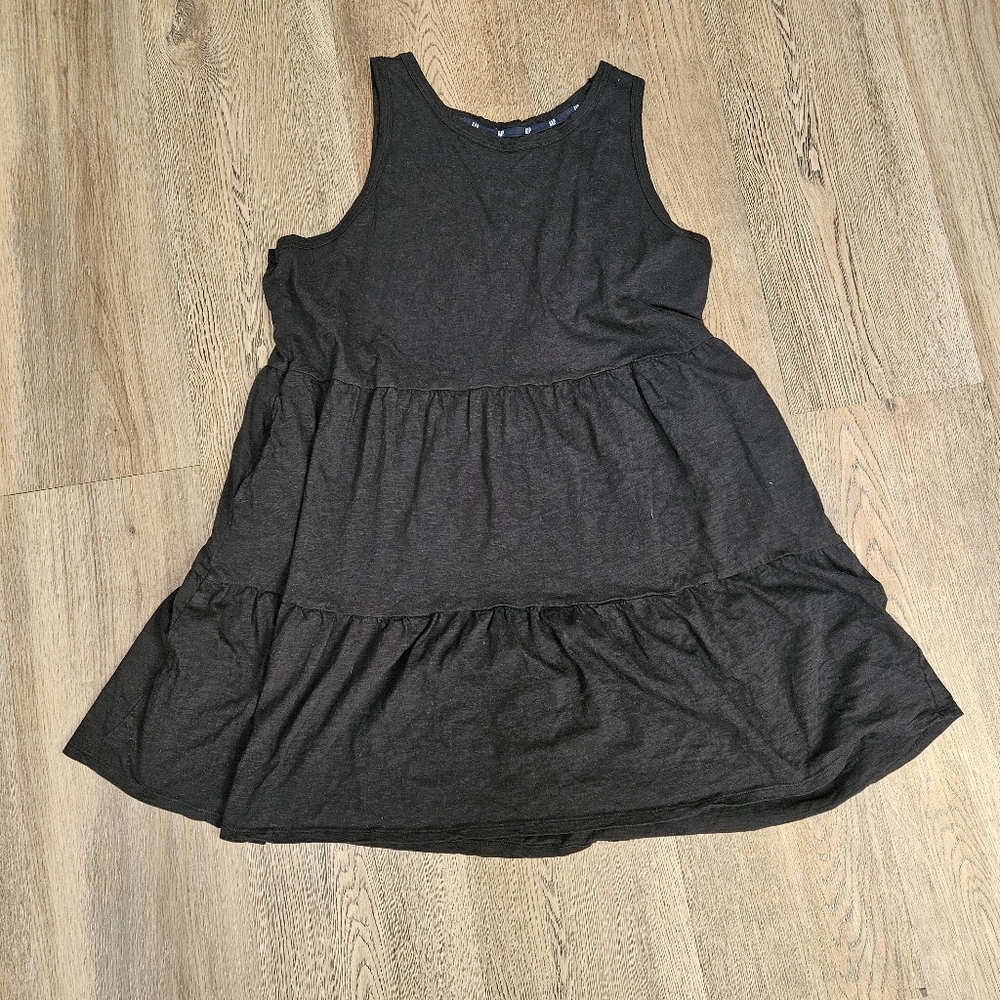 GAP 2XL BLACK TANK TOP TIERED HIDDEN POCKET DRESS WOMENS XXL